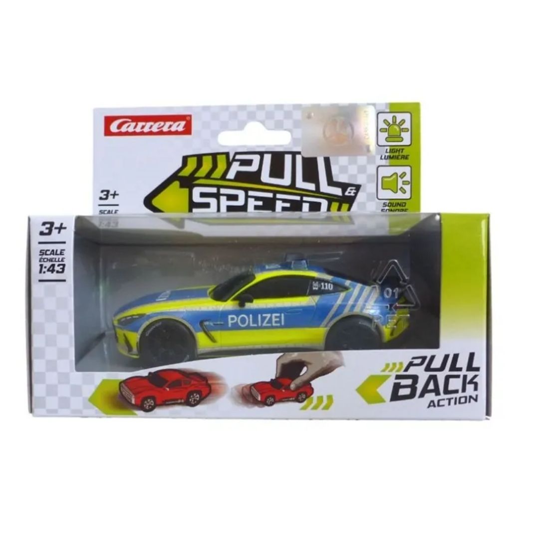 CARRERA PULL N SPEED SOUND & LIGHT LICENCE CAR 1:43, Ages 3+