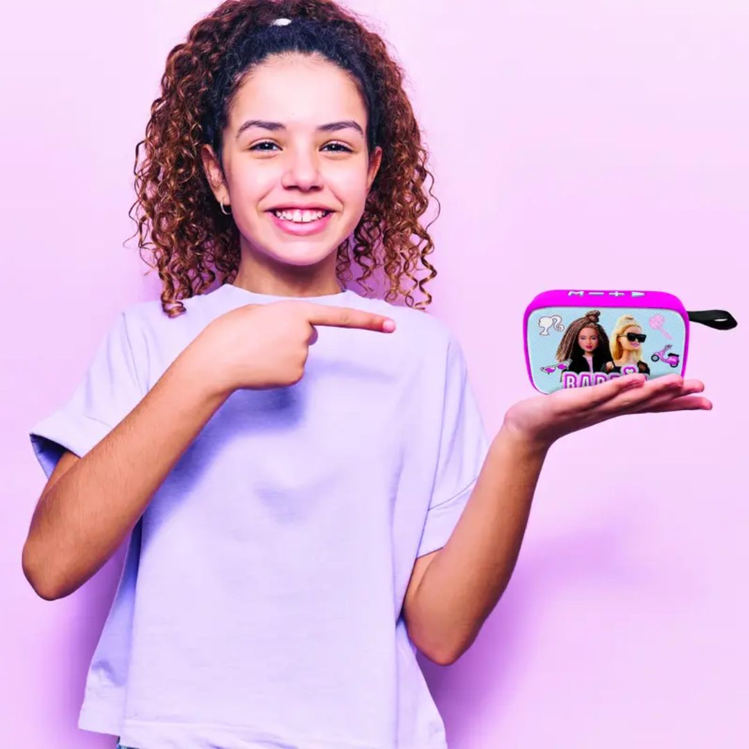 LEXIBOOK BARBIE BLUETOOTH PORTABLE SPEAKER WITH FABRIC FINISH, Ages 6+