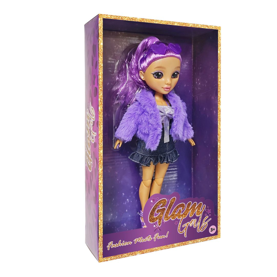 KAIWELL FASHION DOLL PURPLE POSEABLE W/GLASSES GLAM GIRLZ 9, Ages 3+