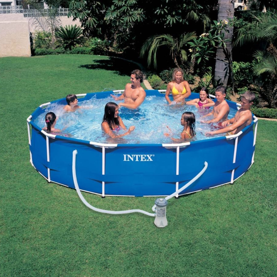 INTEX METAL FRAME POOL W/PUMP(10ft)-(305x76), Ages 6+