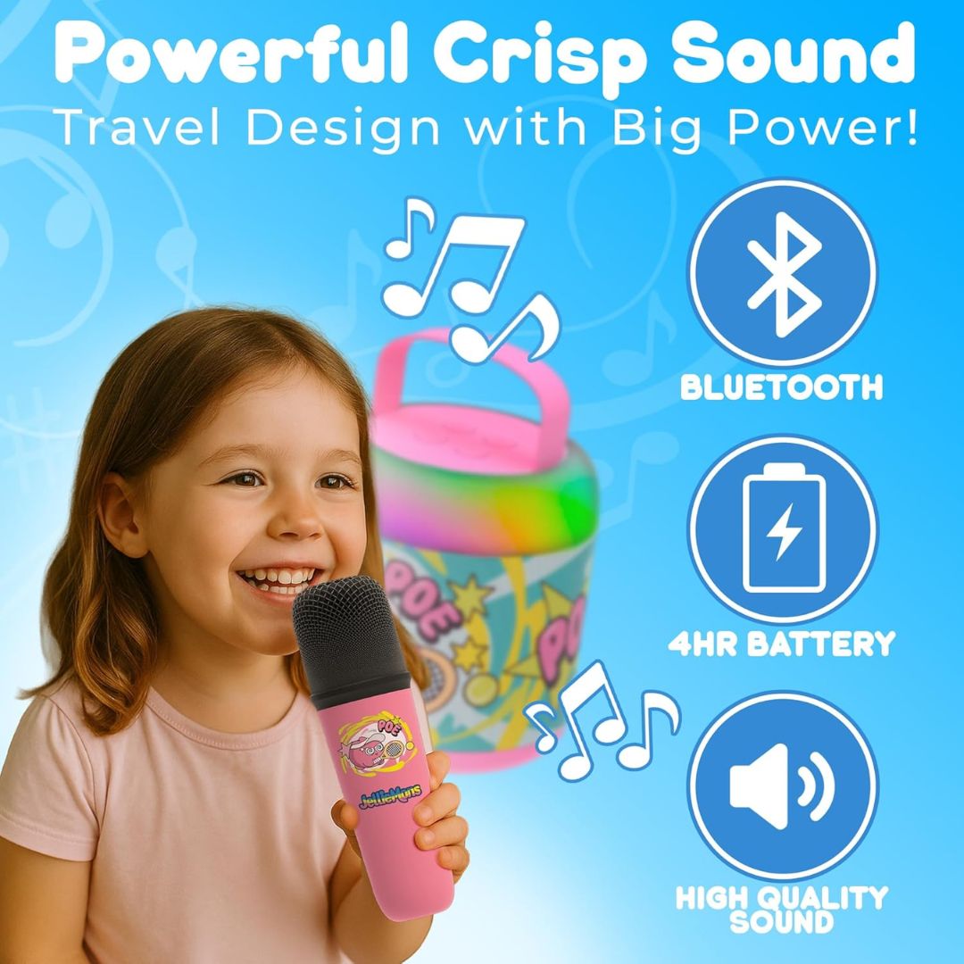 JELLIE-O-K WIRELESS KARAOKE SPEAKER PINK, Ages 5+