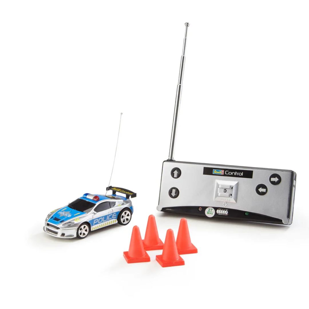 REVELL CONTROL RC MINI POLICE CAR IN CAN RECHARGABLE,Ages8+