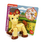 Vibrant multicolor Kiddieland farm animal horse toy featuring adjustable moving legs and a movable head, designed with smooth, rounded edges for safe toddler play.
