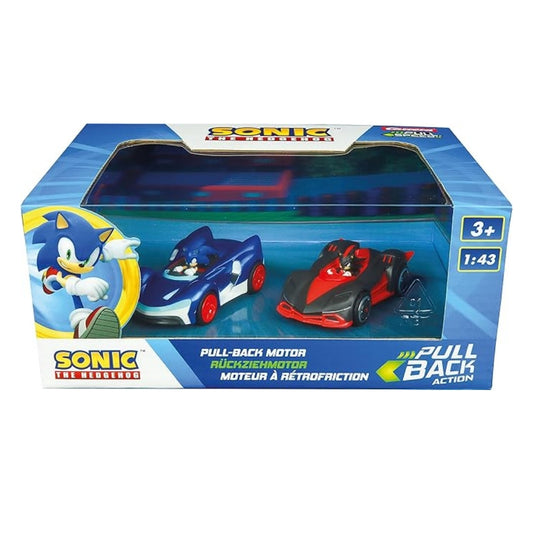 Carrera Sonic vs Shadow 1:43 scale pull-back racing toy cars twin pack featuring Sonic Speed Star and Shadow Dark Reaper