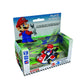 Assortment of Carrera Mario Kart pull-back toy cars featuring various characters like Mario, Luigi, and Yoshi in 1:43 scale.