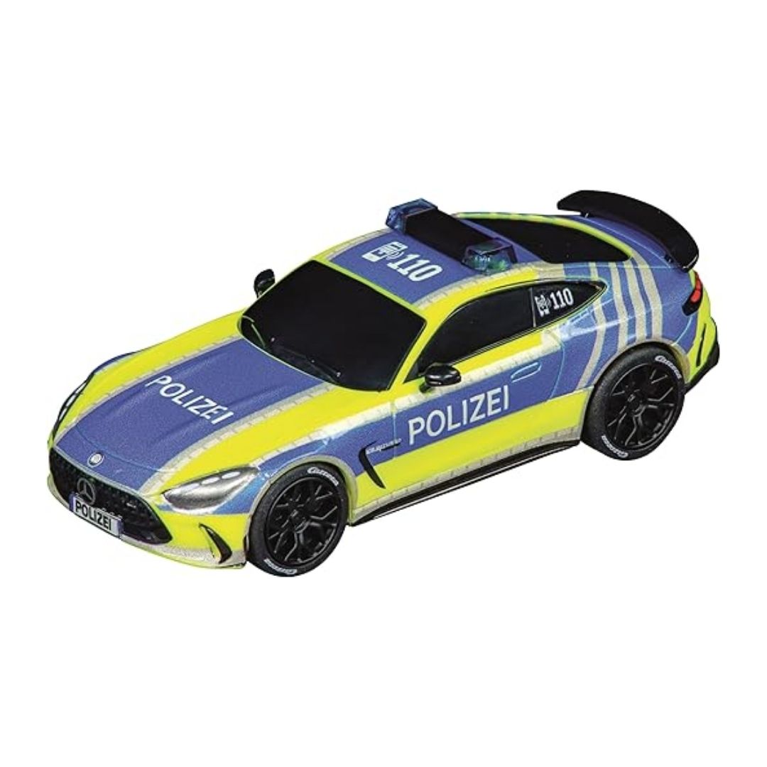 Carrera Pull & Speed 1:43 scale licensed toy car featuring integrated LED lights and realistic engine sound effects with a high-speed pull-back motor.