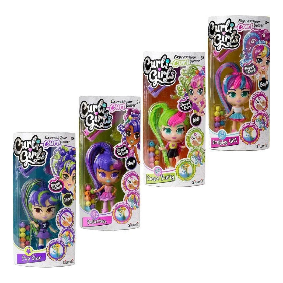 SILVERLIT CURLIGIRLS SINGLE DOLL ASST 12PC DISPLAY, Ages 3+