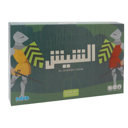 Nilco Sheesh Deluxe board game packaging featuring a bold multicolor design, premium game board layout, and high-quality game pieces for competitive tabletop play.