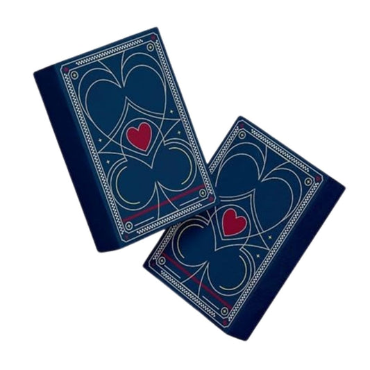 Premium Nilco playing cards deck in a sleek dark blue tuck box with elegant silver or gold accents, featuring high-quality finish and classic professional design.
