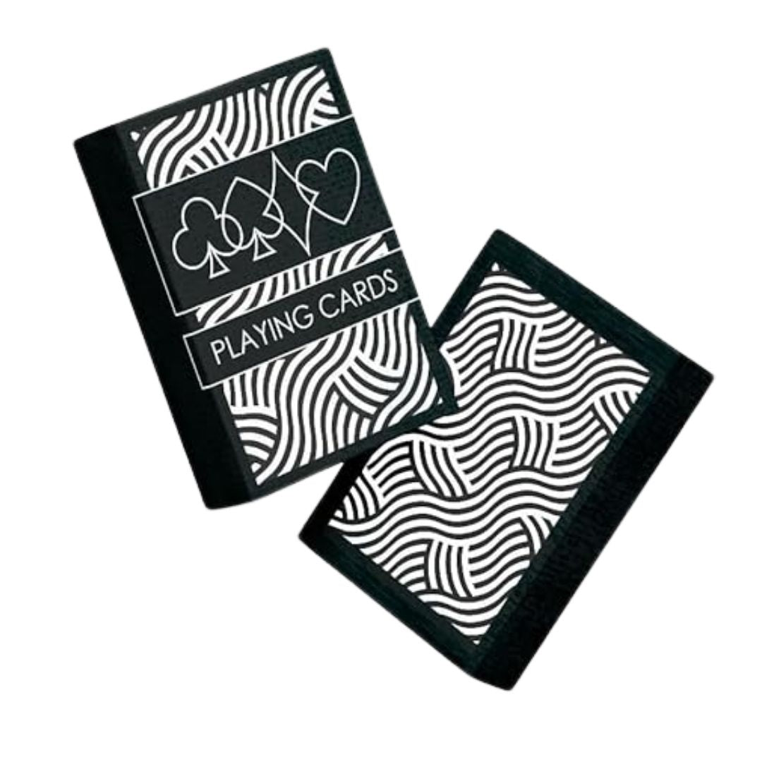 Premium Nilco playing cards deck in a sleek black tuck box with elegant silver accents, featuring a professional high-gloss finish and a modern, high-contrast design.