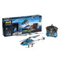 Sleek Revell Sky Fun RC helicopter in a vibrant multicolor finish, featuring a high-tech coaxial rotor system, integrated LED flight lights, and a professional 3-channel 2.4 GHz remote control.