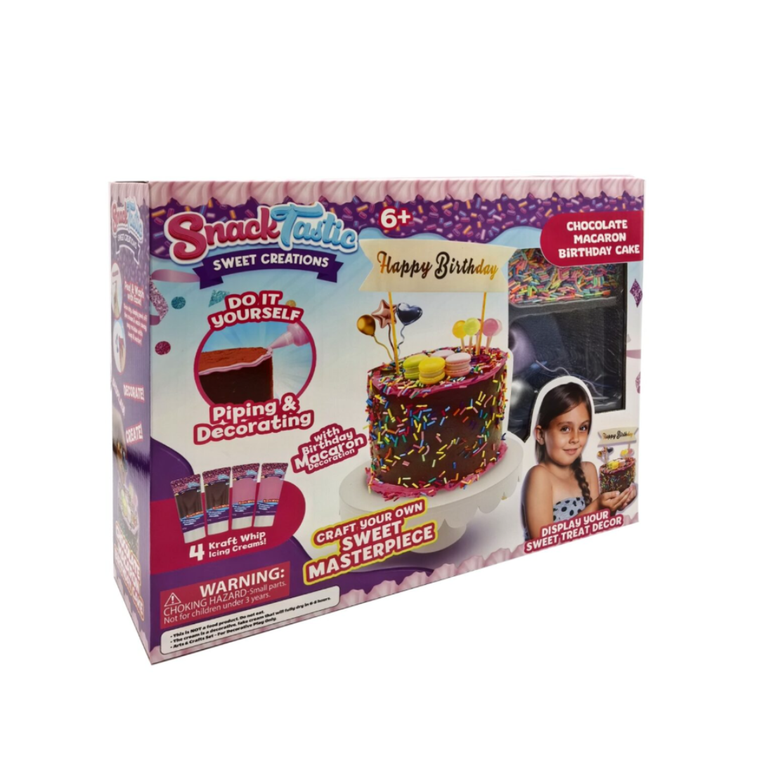 SNACK TASTIC CHOCOLATE MACARON BIRTHDAY CAKE ,Ages 6+