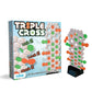 Nilco Triple Cross game set featuring a vertical multicolor playing grid with high-contrast playing pieces and a sleek, modern strategy-themed box.