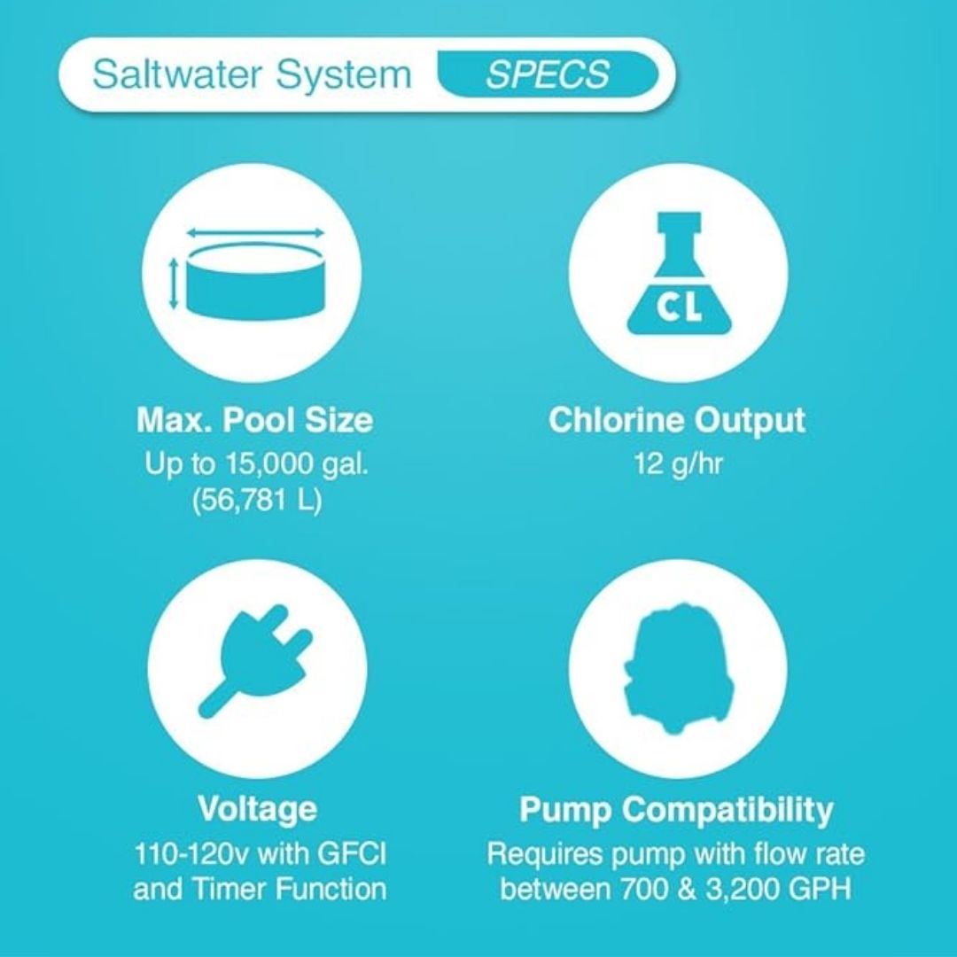 INTEX KRYSTAL CLEAR SALTWATER SYSTEM (FOR 15000GAL POOL), Ages Adult
