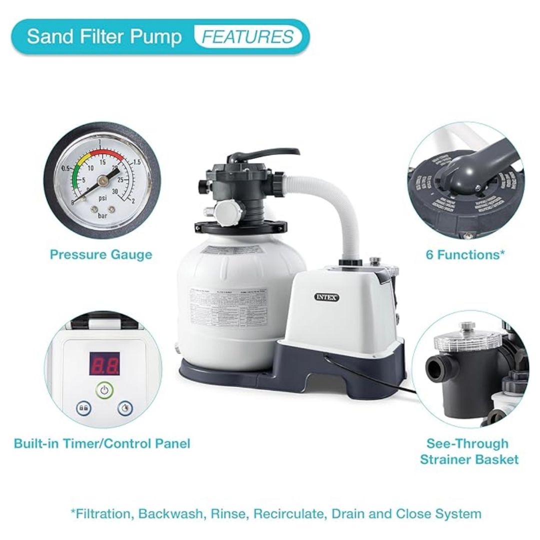 INTEX SAND FILTER 2650 GALLON & SALTWATER SYSTEM (32ft), Ages Adult