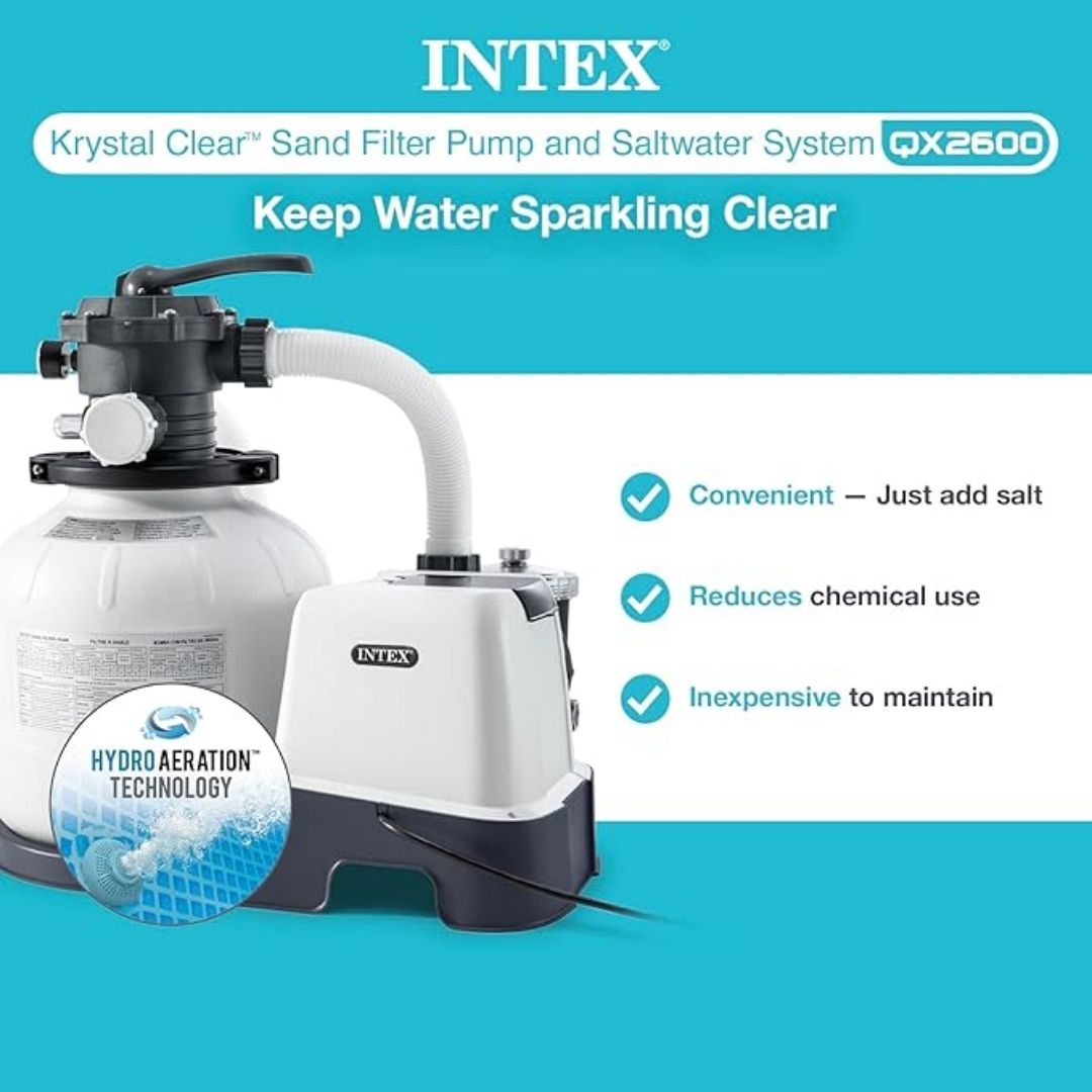 INTEX SAND FILTER 2650 GALLON & SALTWATER SYSTEM (32ft), Ages Adult