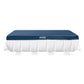 Blue Intex rectangular pool cover 4m x 2m x 1m being used on an outdoor backyard swimming pool