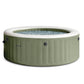 Tan-colored Intex PureSpa circular inflatable hot tub with a built-in control panel and bubble massage jets, designed for four adults.