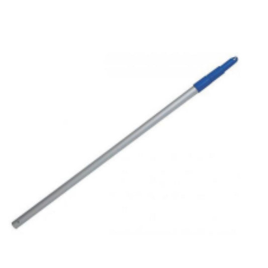 A long, silver Intex telescoping aluminum shaft featuring a blue grip handle, designed for "manual" attachment of pool cleaning heads and skimmers.