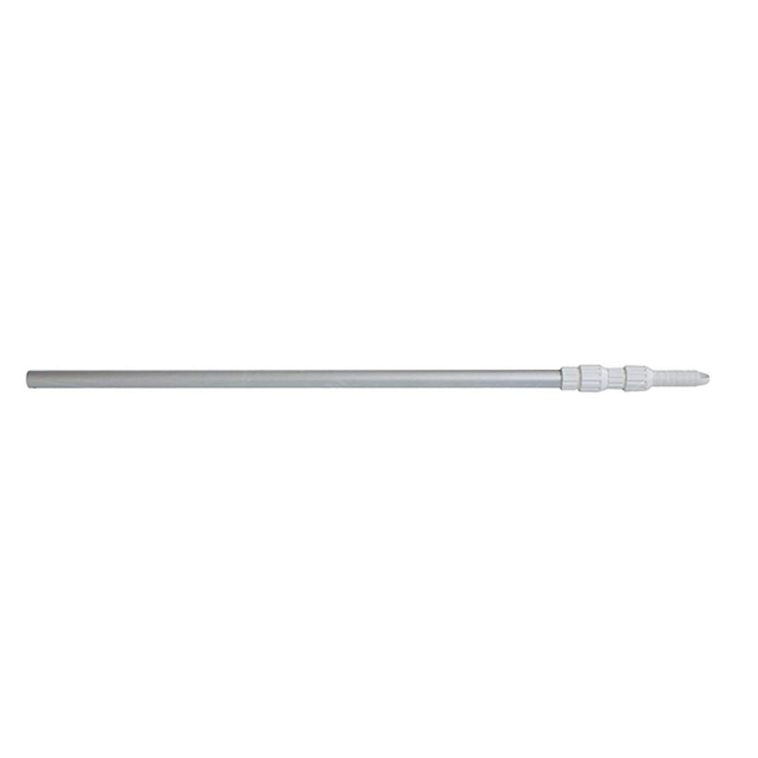 Long, lightweight silver Intex telescoping aluminum shaft with an adjustable locking mechanism, designed for high-reach pool maintenance tools.