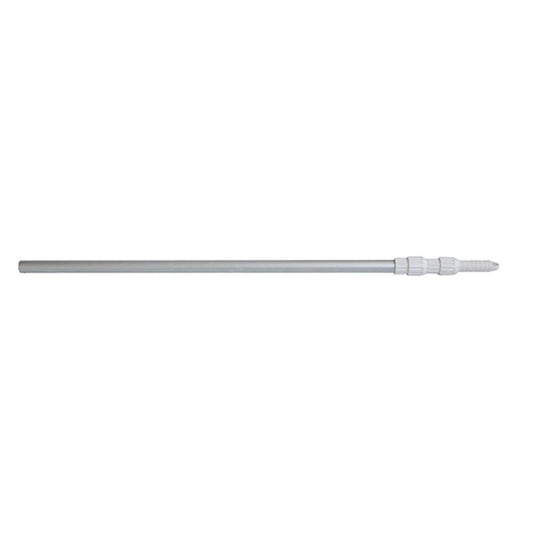 Long, lightweight silver Intex telescoping aluminum shaft with an adjustable locking mechanism, designed for high-reach pool maintenance tools.