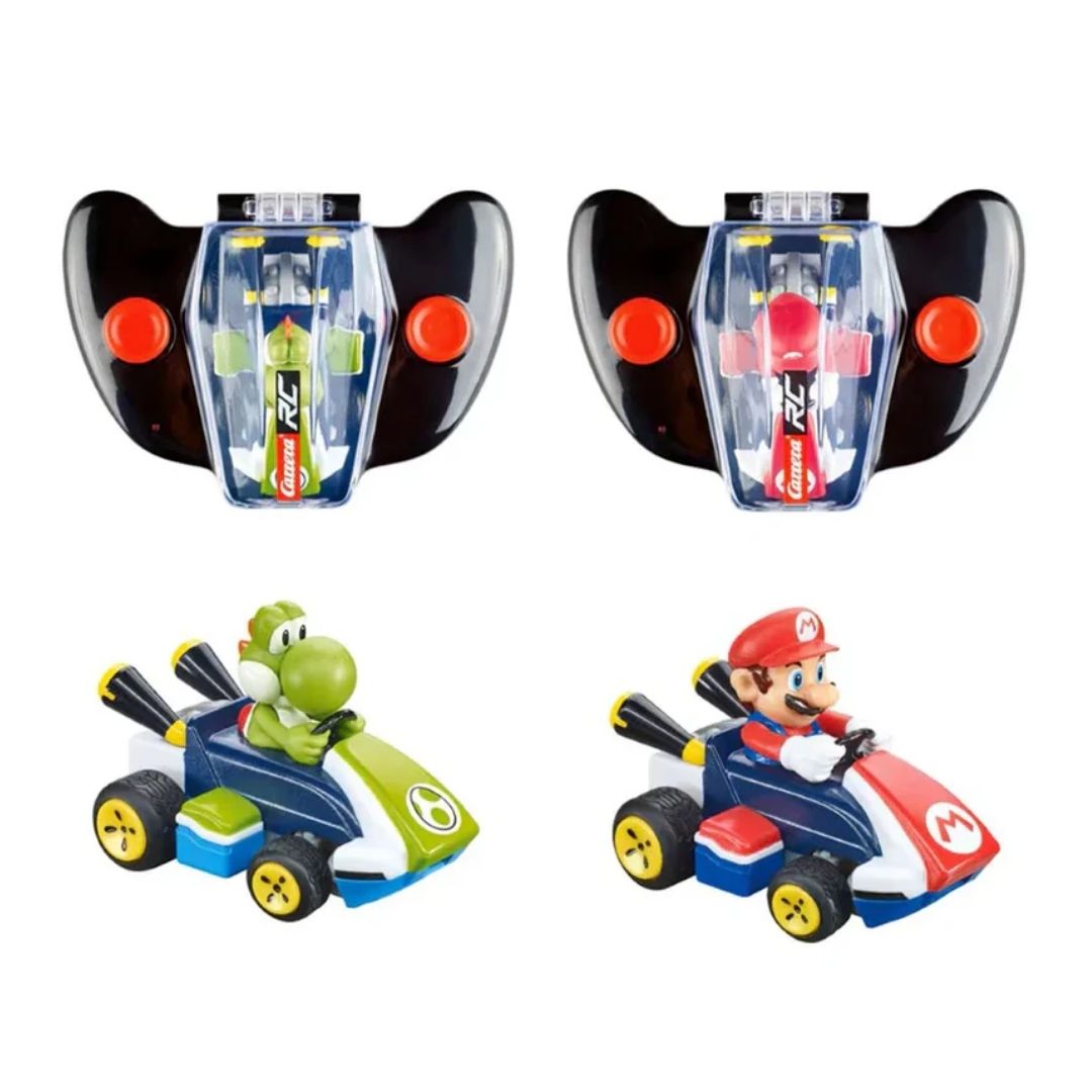 Carrera Nintendo Mario Kart Mini 1:50 scale red Mario and green Yoshi remote control cars twin pack for kids