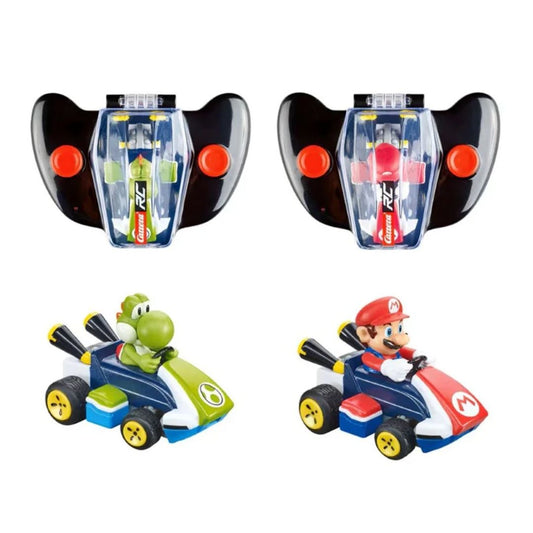 Carrera Nintendo Mario Kart Mini 1:50 scale red Mario and green Yoshi remote control cars twin pack for kids