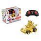 Gold Mario mini remote control car by Carrera RC, featuring a 1:50 scale metallic gold racing kart in eco-friendly paperbox packaging.