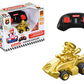 Gold Mario Mini RC car by Carrera, featuring a metallic gold 1:50 scale Mario Kart and a 2.4 GHz remote controller.