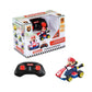 Mario Kart mini remote control car by Carrera RC, featuring Mario in his signature red kart at 1:50 scale, packaged in a sustainable, plastic-free paper box.