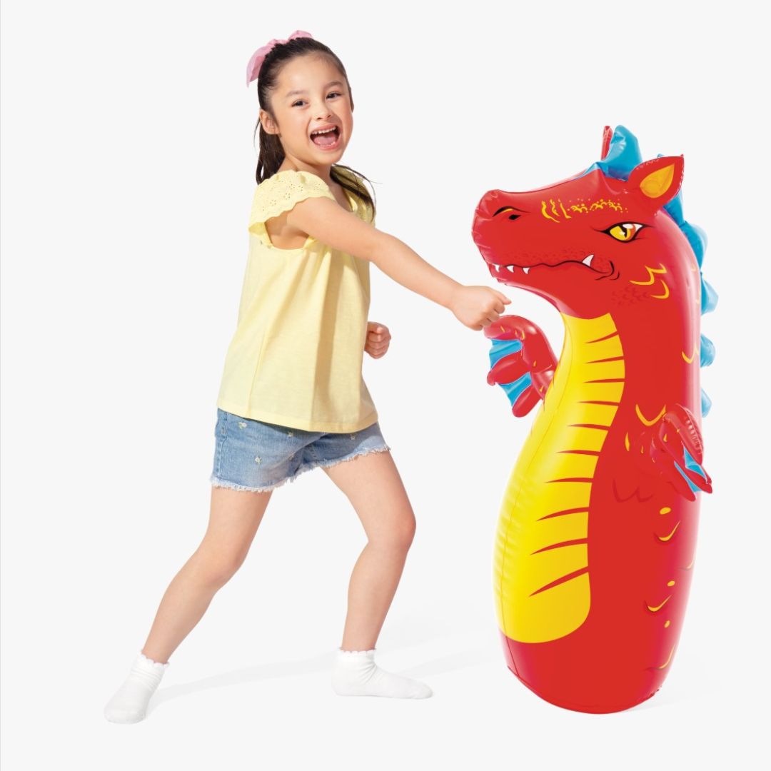 Intex 3D inflatable animal character bop bag punching toy with water-weighted bounce-back base for kids