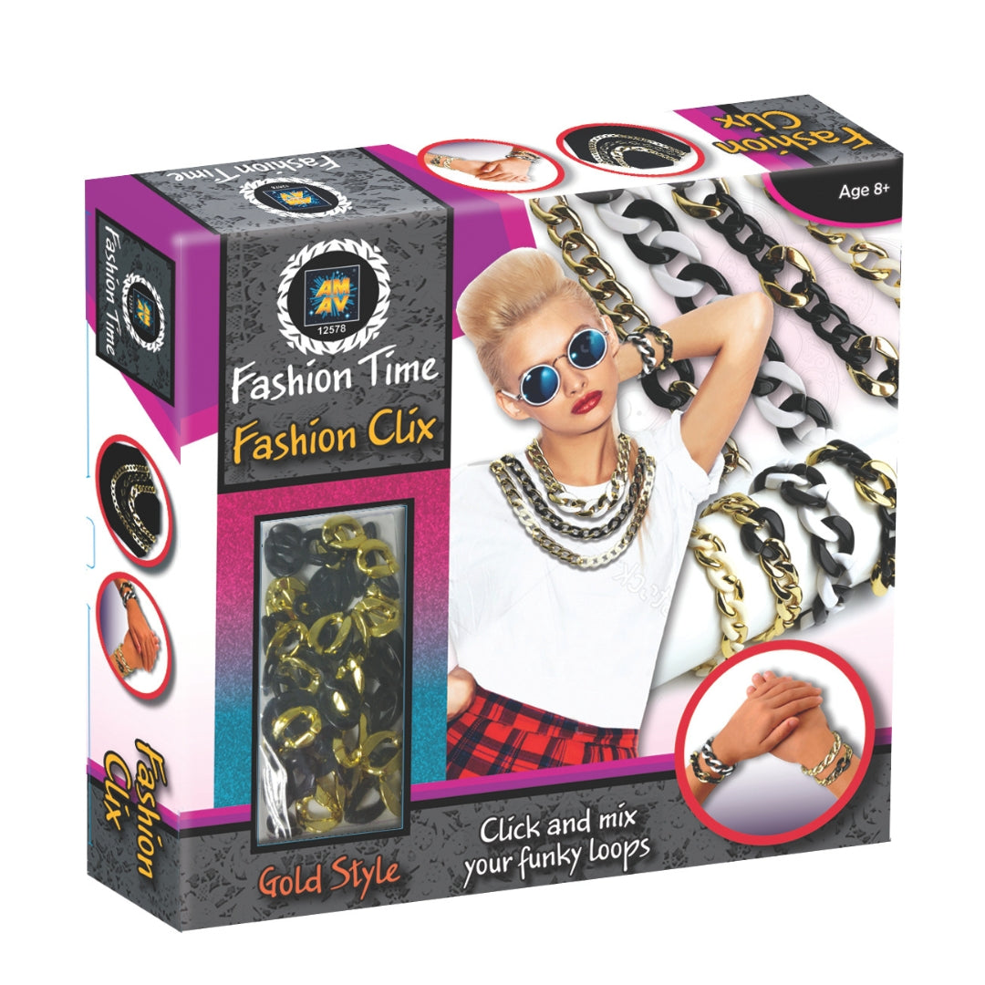 AMAV Fashion Time Fashion Clix Gold DIY jewelry making kit for girls aged 8 and up