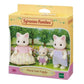 Vibrant multicolor Sylvanian Families Floral Cat Family set featuring four flocked cat figures in detailed removable floral outfits, including parents and two daughters.