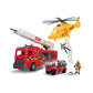 Chap Mei Rescue Force Rescue Deploy Playset with fire engine, helicopter, and articulated rescue figures for kids age 3 plus