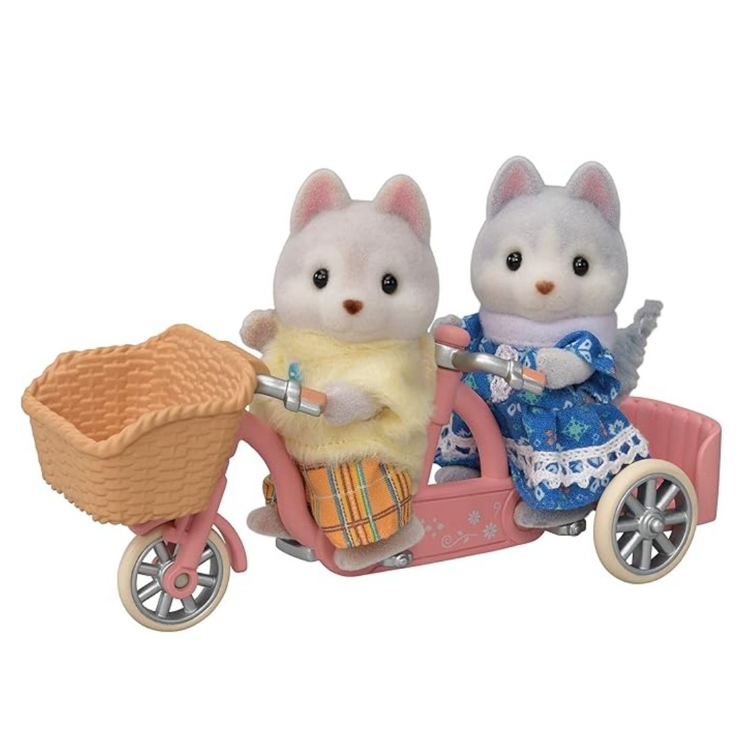 SYLVANIAN FAMILIES TANDEM CYCLING SET-HUSKY SISTER & BROTHER, Ages 3+