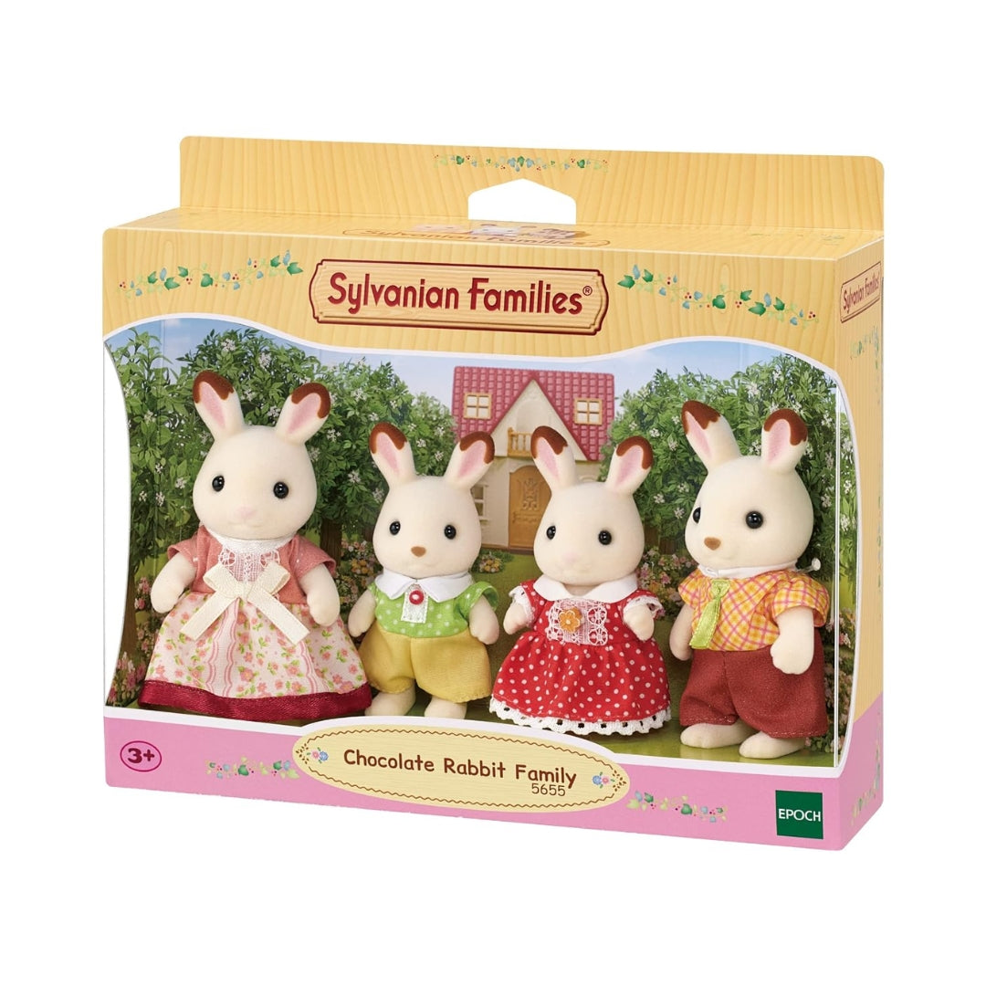 Sylvanian Families New Chocolate Rabbit Family set with poseable father mother brother and sister figures in removable clothes