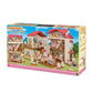 Sylvanian Families Red Roof Country Home dollhouse with working ceiling lights and a hidden attic playroom featuring a spring-out ladder