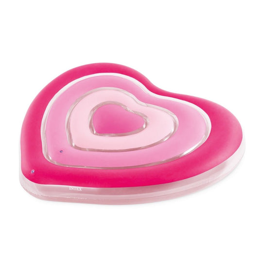 Intex Sweetheart inflatable pool float featuring a romantic heart-shaped design and a comfortable flat surface for lounging on the water.