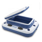 Intex Mega Chill II floating cooler featuring a central ice chest compartment with a lid, multiple cup holders, and heavy-duty handles for use in pools or lakes.