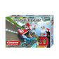 Carrera GO!!! Mario Kart 8 slot car racing set featuring Mario and Luigi in their Mach 8 karts on a 4.9-meter track with a loop-the-loop and high-speed curves.