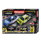 Carrera GO 3.6m NASCAR Watkins Glen Duel slot car racetrack with junction track and 1:43 Camaro ZL1 cars