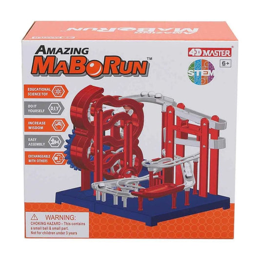 Chapmei Maborun Amazing Gear Traps featuring a vibrant multicolor marble run with mechanical gears, winding tracks, and transparent tubes for STEM learning.