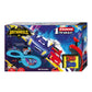 Carrera First Batwheels slot car set featuring Bam the Batmobile and Redbird on a 2.9-meter blue battery-operated track with Batwheels-themed decorations for toddlers aged 3+.