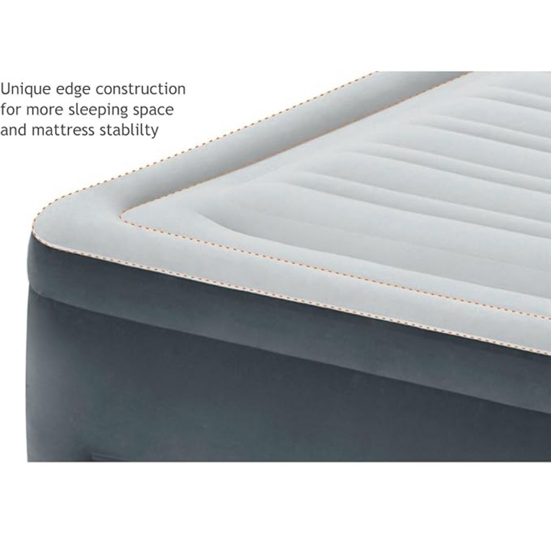INTEX TWIN COMFORT PLUSH AIRBED W/E.PUMP(99x191x46), Ages Adult