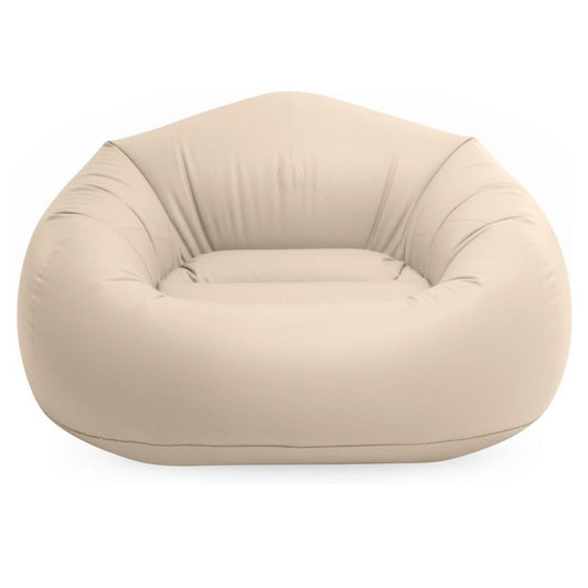 Intex Beanless Bag Chair featuring a contoured circular design with a plush grey flocked finish and reinforced base for comfortable indoor lounging.