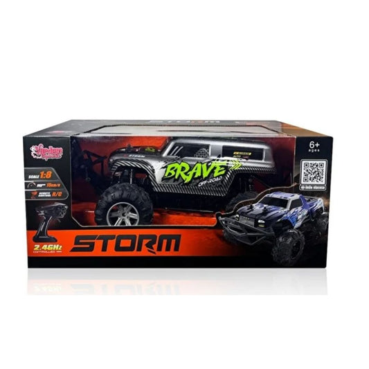 LT RC Cars 1:14 scale multicolor RC Rock Crawler featuring high-grip off-road tires, independent suspension, and a realistic water-based mist spray exhaust effect.