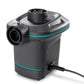 Intex Quick-Fill AC Electric Pump featuring a compact handheld design, three interconnecting nozzles, and a high-volume airflow system for rapid indoor inflation.