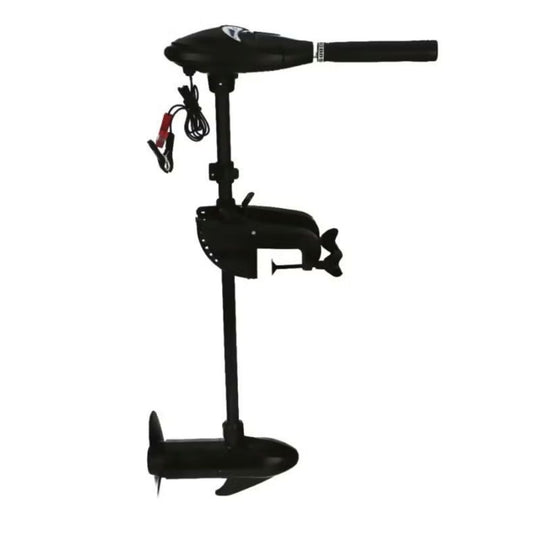 Intex 12V Electric Trolling Motor featuring a durable composite shaft, five forward speeds, three reverse speeds, and an adjustable control handle for inflatable boats.
