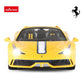 Vibrant multicolor 1:14 scale Rastar Ferrari 458 Speciale remote control car, featuring realistic red bodywork, official Ferrari racing decals, working LED headlights, and a professional-grade handheld remote.