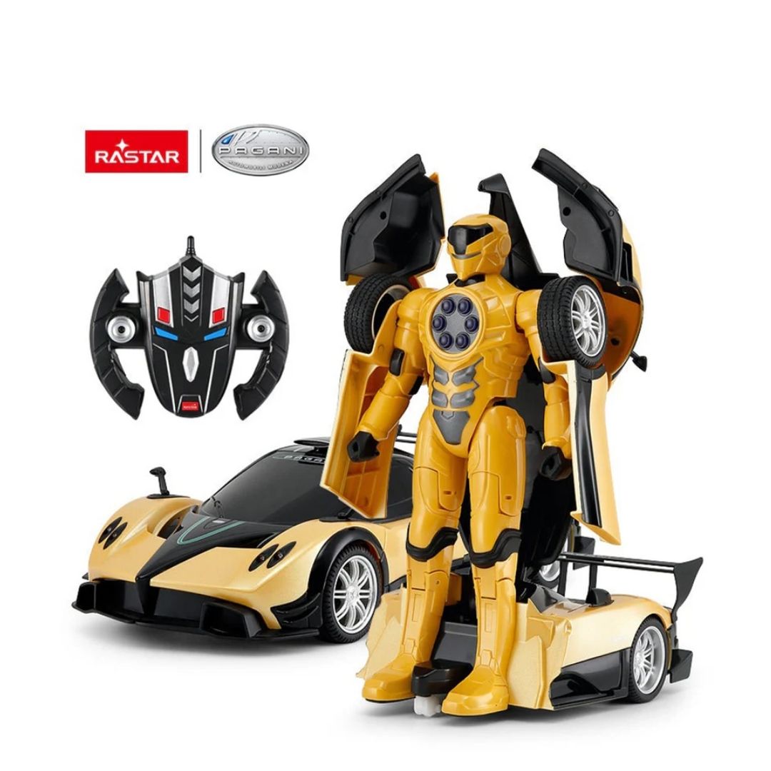Official 1:14 scale Rastar Mercedes-Benz remote control car in a sleek multicolor finish, featuring a motorized transformation into a standing robot with working LED headlights and authentic Mercedes-Benz branding.